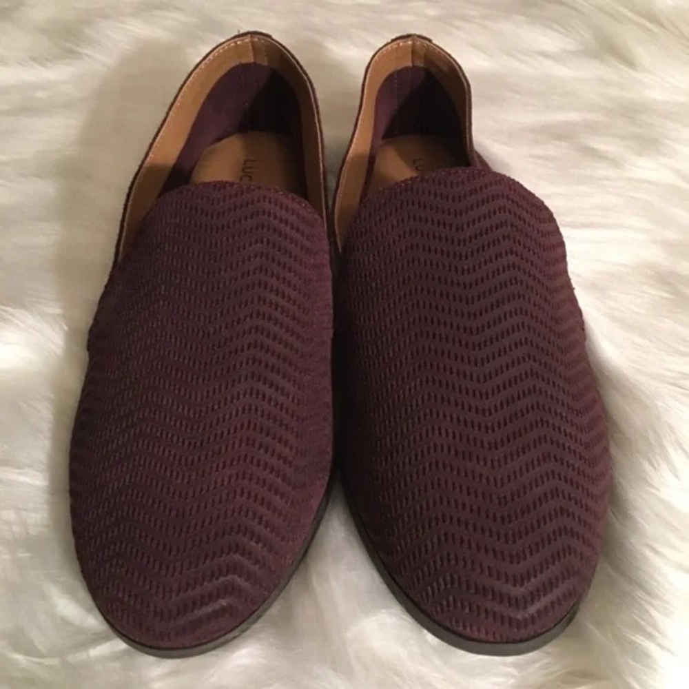 Lucky Brand Women's Burgundy Chevron Suede Slip-Ons